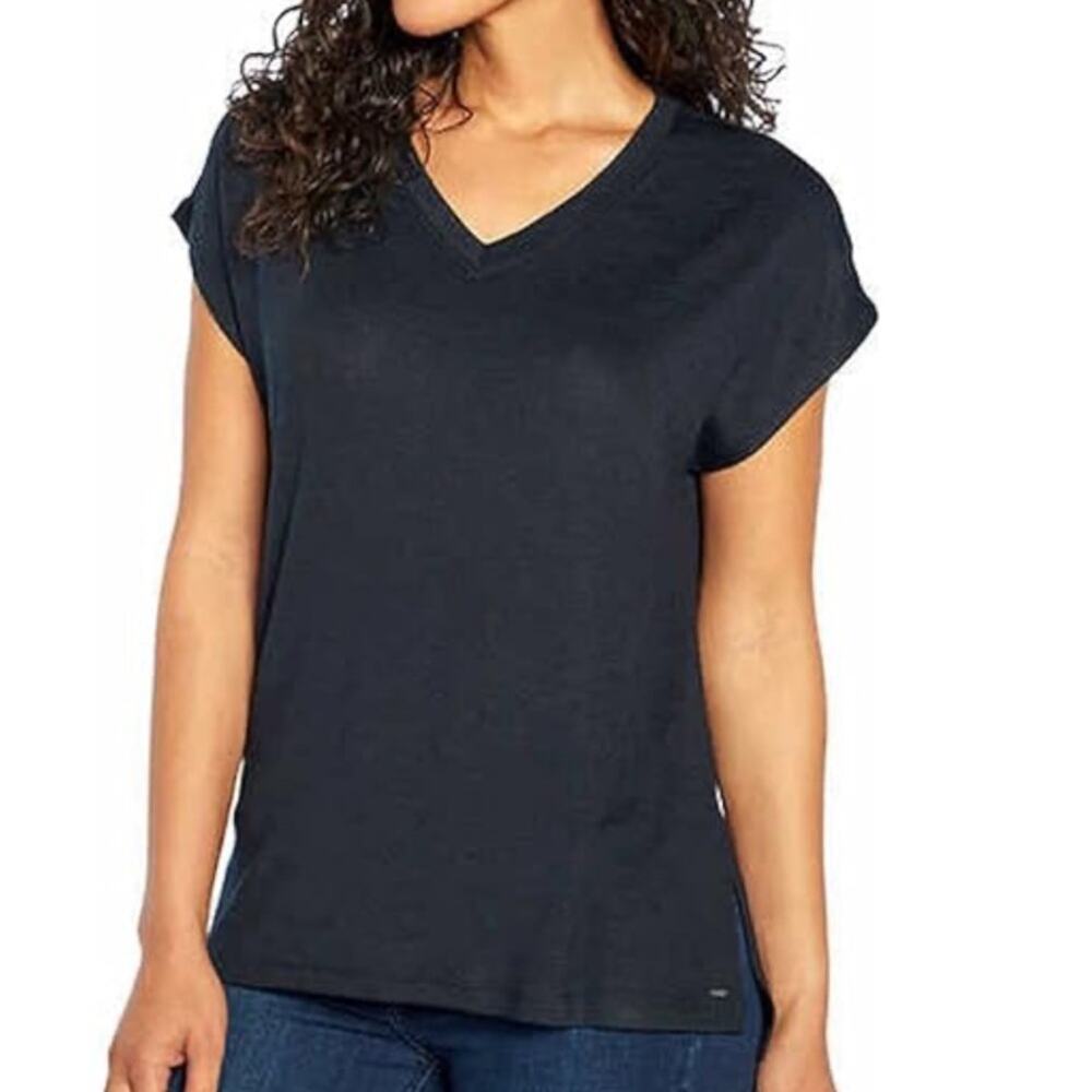 Black V-Neck Women's Top